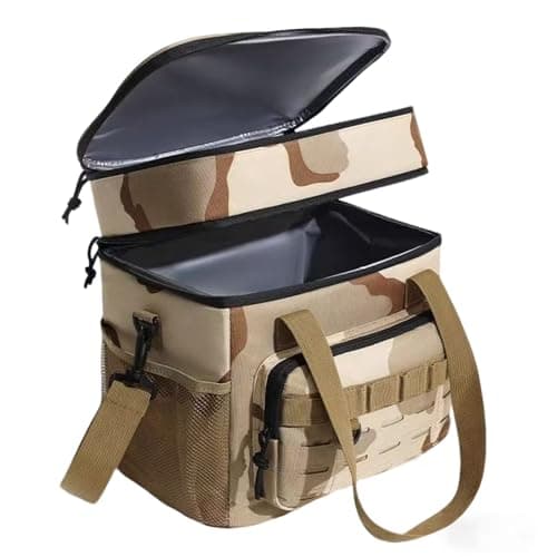 Portable Large Insulated Lunch Box, Heavy Duty Lunch Cooler Bag Double Durable Leakproof lunch Pail for Men Women Adults Work Shift Outdoor Picnic Beach Camping Road Trip(Desert Camouflage)