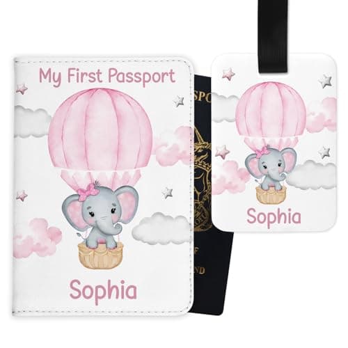 Chicken Craft Personalised Baby Passport Cover & Luggage Tag Set, Pink