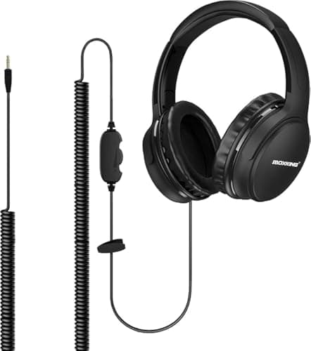 TV Headphones with 19.5FT Extra Long Cord, Volume Control & 3.5mm Jack