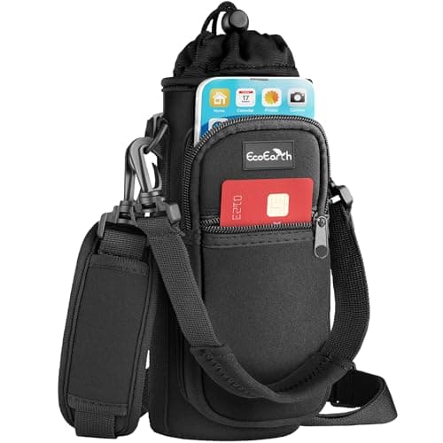 EcoEarth - Water Bottle Holder with Strap - Water Bottle Carrier Bag for Hiking - Crossbody Hydration Pouch with Phone Holder