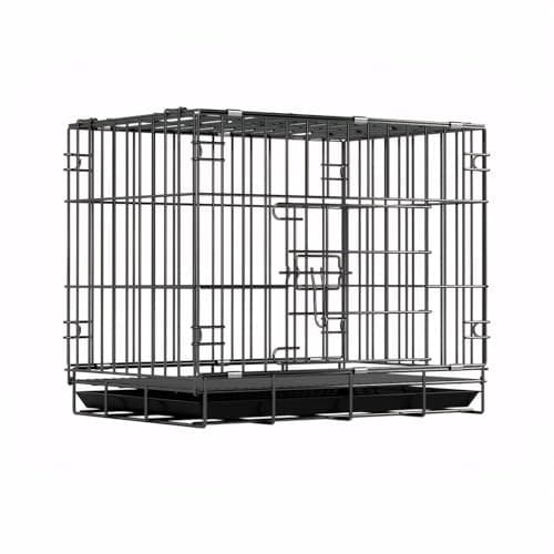 24" Folding Metal Dog Cage, Double-Door Puppy Training Crate with Removable Tray, Secure Locking Latches & Rust-Resistant Coating, Portable Carrier for Small Breeds(24 × 16.5 × 19.7in)
