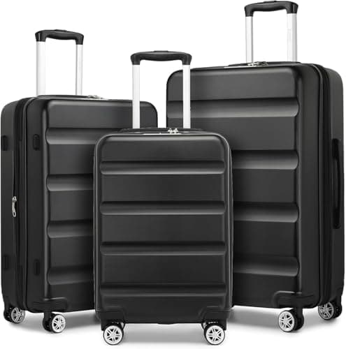 Kono 3 PCS Luggage Sets Expandable Hard Shell ABS+PC Suitcase mit TSA Lock