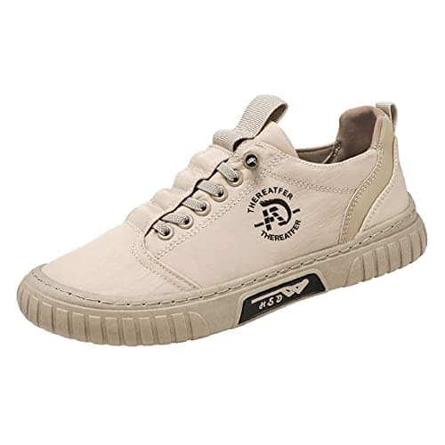 Men's Canvas Trainers Slip on Wide Width Casual Sneaker Comfy Outdoor Travel Walking Shoe Fashion Non Slip Sport Jogging Shoes Business Holiday Trainer (Khaki, 8)