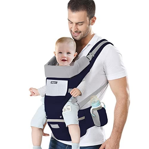 IULONEE Baby Carrier Hip Seat Ergonomic Newborn Carrier Backpack Dark Blue