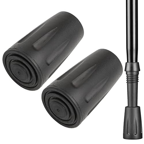2 Pcs Walking Stick Rubber Tips, Replacement Rubber Pole Ends Trekking Poles Caps,Trekking Pole Tip Protector 11mm Replacement Feet Rubber Ends Caps for Walking Sticks Hiking Sticks