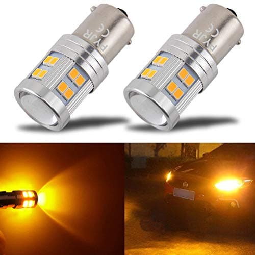 1156 Ba15S 1141 P21W Amber Yellow Orange Led Bulbs, With Projector Extremely Bright 6W Dc 10-30V, For Backup, Reverse Lights, DRL Daytime, Rear fog light, Not used for turn signal(Pack Of 2)