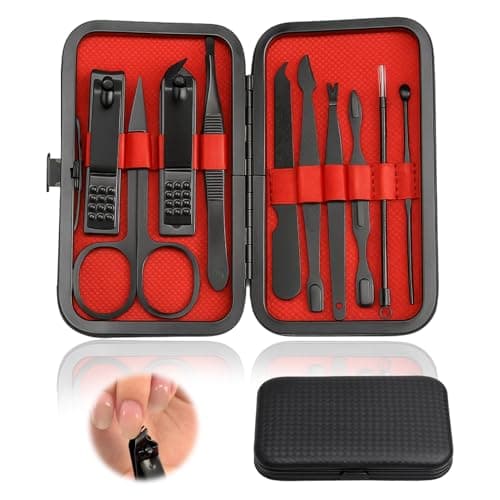 Manicure Set Nail Clippers Kit 10 in 1 Professional Stainless Steel Grooming Tools with Leather Travel Case, Nail Care Kit for Men and Women, Portable Kit for Hand Care and Foot Care