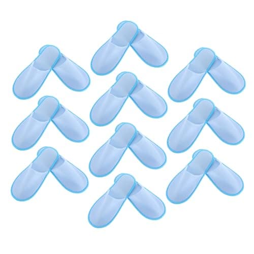 TOPPERFUN Disposable Guest Slippers 10 Pairs Light Blue Brushed Hotel Set