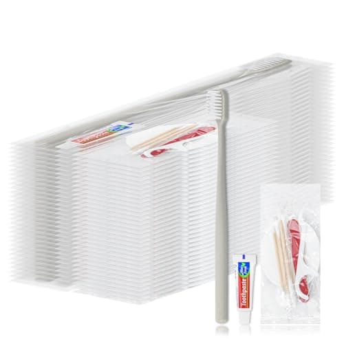 Disposable Toothbrush and Toothpaste Travel Set with Hotel Vanity Kit - Individually Packaged for Hotel, Home, Camping, Travel (30-Pack)