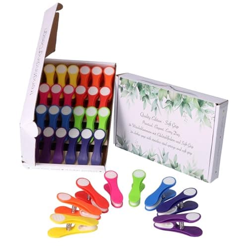 24 Clothes Pegs Laundry Clips with Stainless Steel Compression Springs and Soft Grip Soft Grip Soft Touch Soft Touch Rainbow
