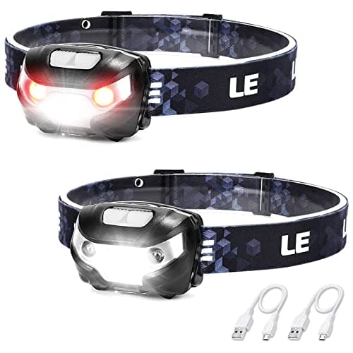 Lepro LE Rechargeable LED Headlamp, 2 Pack Super Bright Headlamp Waterproof