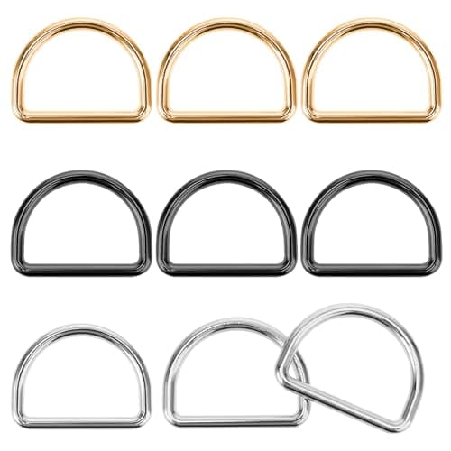 Aiyorse 9 Pack 1 Inch D Ring, 3mm Thickness Stainless Steel Heavy Duty D Rings for Bag & Dog Collars, Welded Metal Silver D Rings for Backpack, Webbing Straps, Belt, Leash, DIY Crafts, Mixed-Color