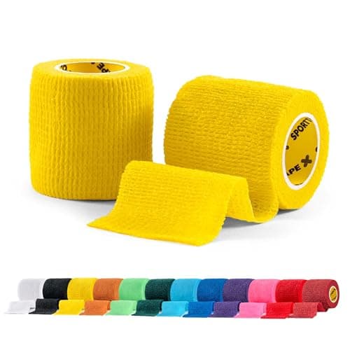 SPORTTAPE Football Sock Tape - 2 Rolls, 5cm x 4.5m, Yellow - Self-Adhesive