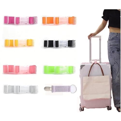 RUIENGCOMM 8 PCS Elastic Fastening Belt for Luggage Adjustable Luggage Straps for Suitcases Attach Bags Portable Travel Suitcase Accessory