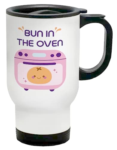 Shopagift Funny Pregnancy Travel Mug Bun in The Oven Expecting Pregnant Stainless Steel 14oz Cup