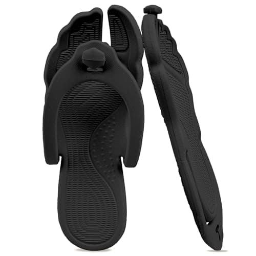 ZOORON Flip Flops for Women Men Shower Shoes Foldable Beach Sandals Travel Slippers for Women Lightweight Non-Slip Quick Drying, Black, (1 Pack-Black), 27.0~29.0 cm