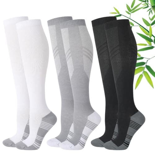 KKuSoxyy 3 Pack Compression Socks for Women Men, Bamboo Viscose 15–20mmHg