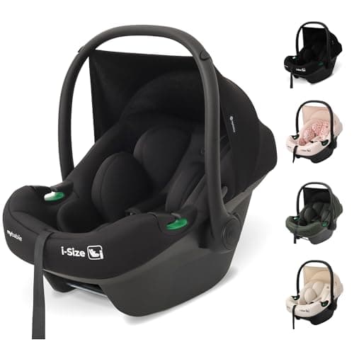 My Babiie MBCS02 i-Size Baby Car Seat - 40-87cm (Birth to 15 Months Approx.), R129, Group 0+, Lightweight Infant Carrier, Large Canopy, Newborn Insert, Adjustable Headrest - Black