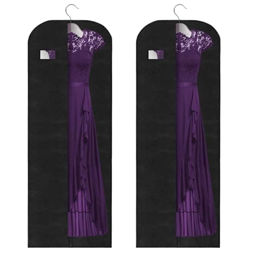 Vicloon 2PCS Garment Bags, Clothes Cover Bags Set Waterproof Dustproof With Zipper, Long Garment Bags Dress Covers for Women Breathable Protector for Clothes/Shirts/Gowns/Dresses 60 * 180cm