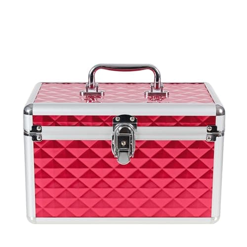 Aluminium Hard Make Up Travel Storage Box Cosmetic Beauty Vanity Case Organiser (Red)