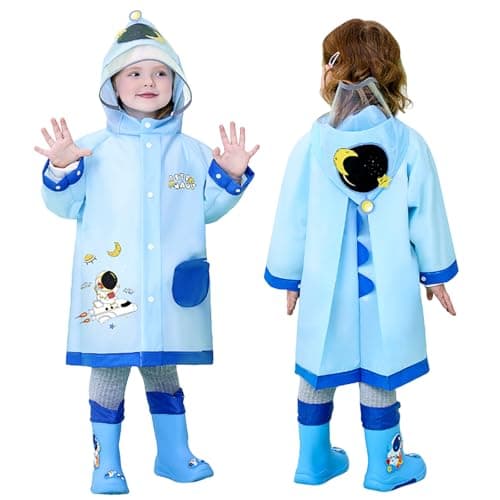Hovkib Kids Raincoat Toddler Rain Poncho Girls Boys Waterproof Rain Jacket Lightweight Rain Cover for 2-9 Years