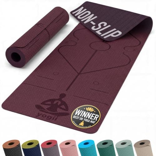 Yogii Non-Slip 6mm TPE Yoga Mat with Alignment Guides