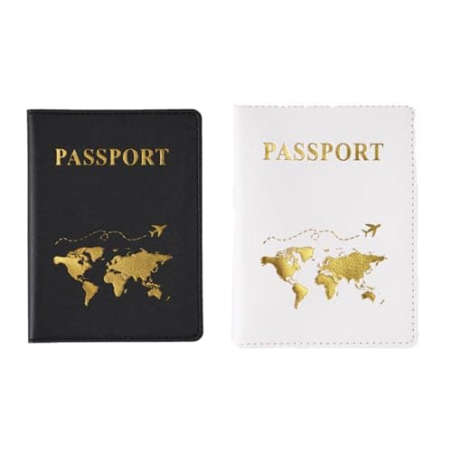 2 Pcs PU Leather Passport Holder Passport Cover Envelope Bag Travel Wallet for Passport and Tickets Boarding Pass, ID Cards, Credit Cards, Slim Passport Wallet for Men and Women