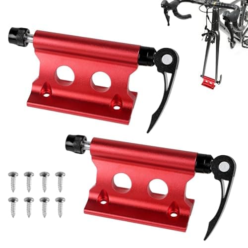 SUPAWAY Pack of 2 Bicycle Fork Mount, Front Fork Fixed Clip, Fork Mounting Bracket, Aluminium Alloy Bicycle Fork Mount with Quick Release Accessories for Transportation Travel Outdoor (Red)