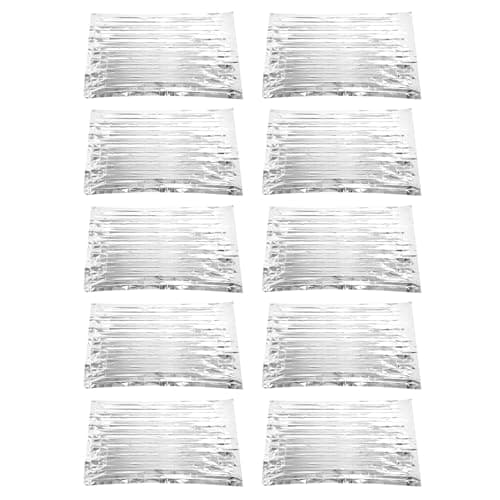 CAGUYLONA Emergency Blanket 130x210cm, Thermal Survival Blanket, Reflective Space Blanket for Camping Hiking Emergency Kit with 10 Pack for Outdoor Travel and Car Safety (Silver)