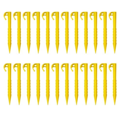 24 Pcs Plastic Tent Pegs, Heavy Duty Plastic Tent Nails for Awning Camping Caravan, Sturdy and Durable Camping Spike Hook, Reusable Canopy Stakes, Suitable for Fixing Tents, Tarps, Garden Weed Mat