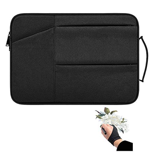 Drawing Tablet Protective Travel Case Compatible with Xp-pen Deco01 V2, Deco03, Star03, Deco Pro Small, Ugee M708, GAOMON M106K, Huion HS611 Graphics Tablet Storage Sleeve (Black)