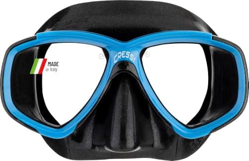 CRESSI Perla Mask Black/Blue-Single Perla Mask for Diving and Snorkelling, Black/Blue, One Size, Unisex