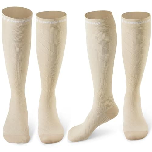 CAMBIVO Compression Socks for Women & Men 2 Pairs, Travel Flight Socks