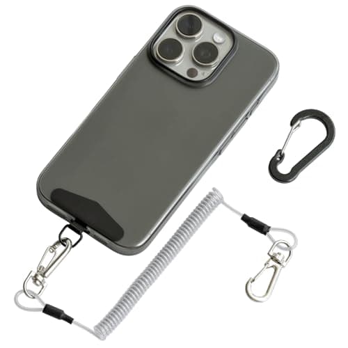 muuee Phone Lanyard with Metal Tether Tab, Stretchy Anti Theft Phone Wrist Strap, Anti-Drop Outdoor Hiking Skiing Cycling Climbing, Compatible for iPhone and Most Smartphones (White)