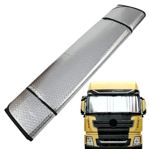 Vehicle Sun Shield 220x80cm Truck Windshield Sun Shade Aluminum Foil Anti-Tear Heat Insulation Heavy Duty SunBlocker For Lorries SUVs Cars Long Trip Road Travel Parking Outdoor UV Protection