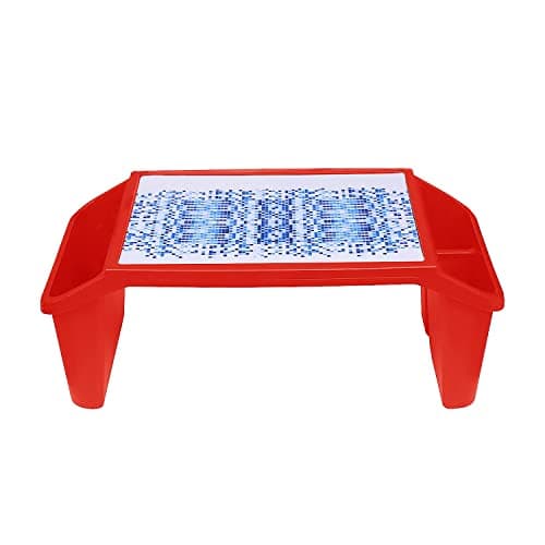 JMS we create smile - Plastic Activity Tray Portable Laptop Desk - Red Colour Large Lap Table Multipurpose Travel Tray for Girls & boys (Red)