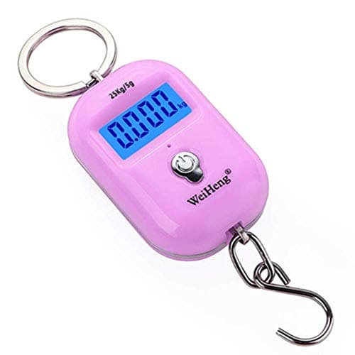 Digital Luggage Scale 25kgx5g Mini Portable Pocket Hook Fish Weight Travel Bag Hanging Scale Balance Fishing Scale Electronic,China,Pink