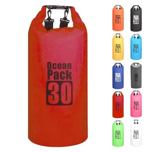 MORAINJAY 30L Red Dry Bag,Waterproof Bag with Double Adjustable Shoulder Strap,Large Capacity Dry Sack 2L 5L 10L 15L 20L 30L for Outdoor Camping,Rafting,Swimming,Boating,Surfing