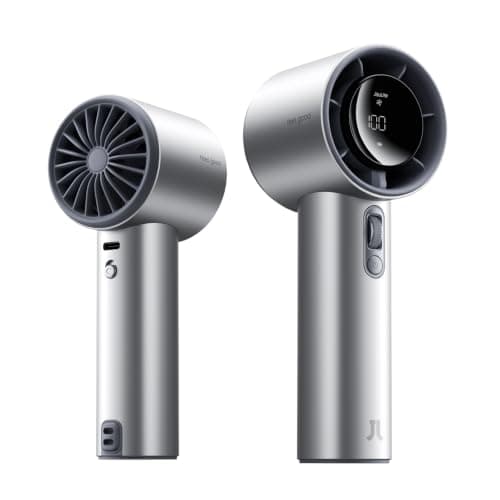 JISULIFE Handheld Fan Pro1S - Next-Gen Airflow: Up to 40h Runtime, Electroplated Body - Luxury Shine, 1-100 Speed Scroll Wheel, 5000mAh-Portable Fan for Travel, Gifts for Women Men(Chrome Silver)