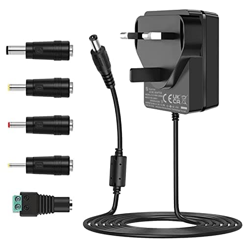 Gonine 9V 1.5A Power Supply Adapter Centre Positive with 5 Tips