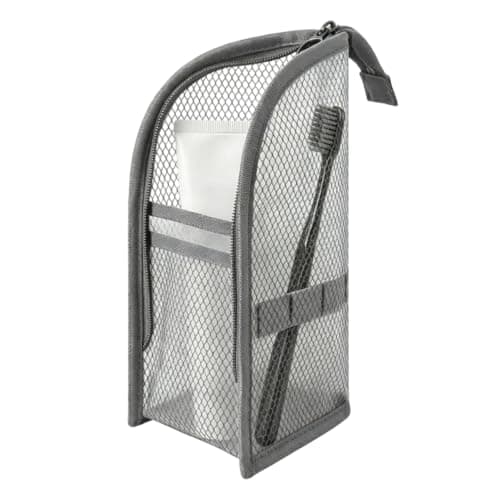 Large Capacity Freestanding Toiletry Bag Waterproof Travel Makeup (Grey)