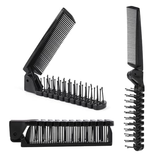 3pcs Folding Comb Travel Foldable Brush Comb Portable Hair Brush, Pocket Hair Brush for Men, Double Headed Hair Brush Hairdressing Tools Plastic Folding Comb Anti-Static Hair Comb Mini Pocket Comb