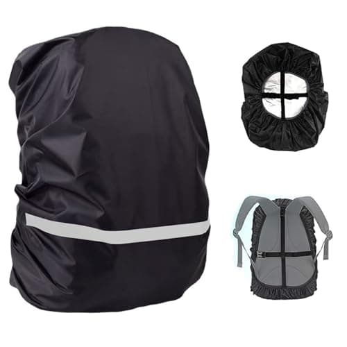 JITIFAZH Backpack Waterproof Cover with Reflective Strap (8-70L), 2 Adjustable Anti Slip Cross Buckle Strap for Outdoor, Hiking, Camping, Traveling, Cycling(Black, S for 18-25L backpack)