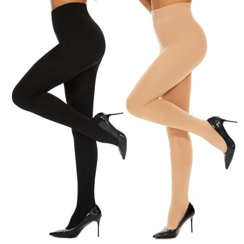 CozyWow Women’s Footed Thermal Tights Elastic Fleece Lined Leggings Women Winter Warm Tights for Women with Soft and Comfort beige+black m