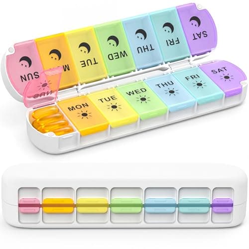 mossime Weekly Pill Organiser 2 Times a Day with Magnetic Closure, Rainbow