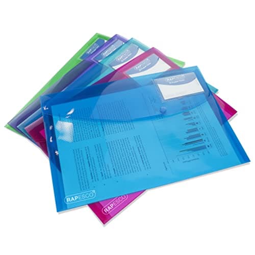 Rapesco 0700 ECO Recycled ID Popper Wallets, A4, Pack of 5