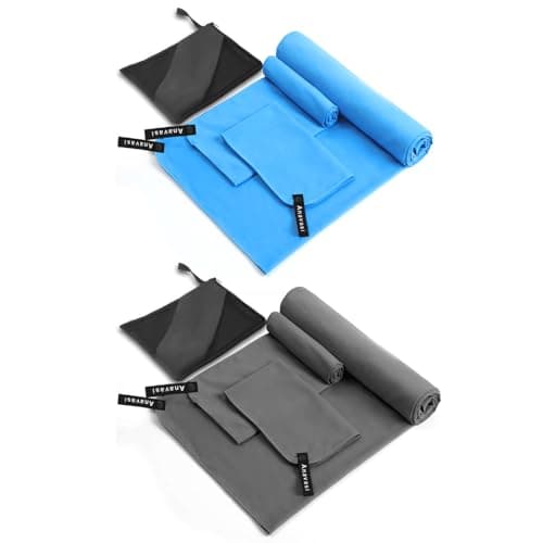 Anavasi 6 PCS Microfibre Towels for Adults, 2*(180*80 + 80*40 + 50*30) cm