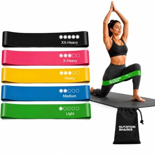 Resistance Bands Set of 5 Levels With Carry Pouch Elastic Bands For Exercise Loop Bands For Women & Men, Elastic Fitness Band For Strength Training, Pilates, Yoga, Home Workouts, Stretching, Rehab