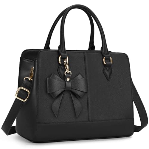 RAINSMORE Handbags for Women Waterproof Ladies Handbags PU Leather 13 Inch Women's Top-Handle Bags Medium Womens Shoulder Bags Fashion Tote Bag for Work Business Casual Black