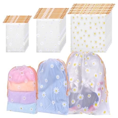 21 Pcs Travel Shoe Bags for Packing, Clear Drawstring Travel Bags Daisy